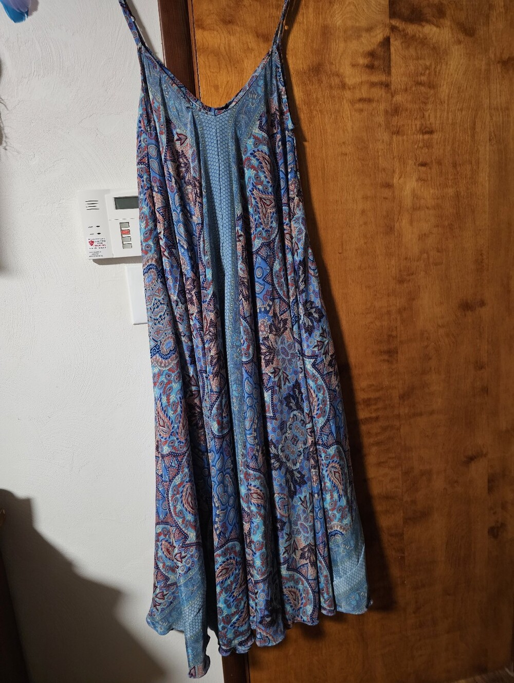 Recycled Sari Maxi Sundress in Blue Paisley - Picture 2 of 9